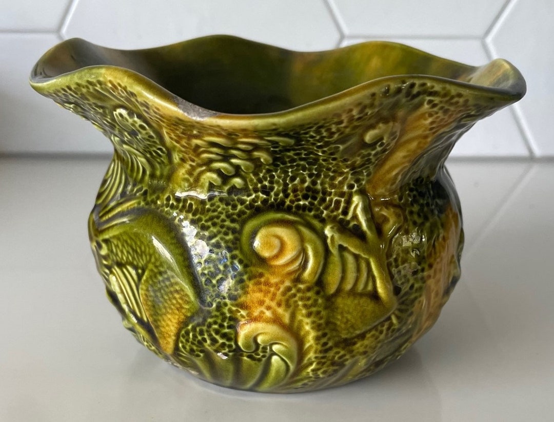 Antieke 19e Eeuwse Engelse Majolica Jardieniere Draken Decor - Etsy