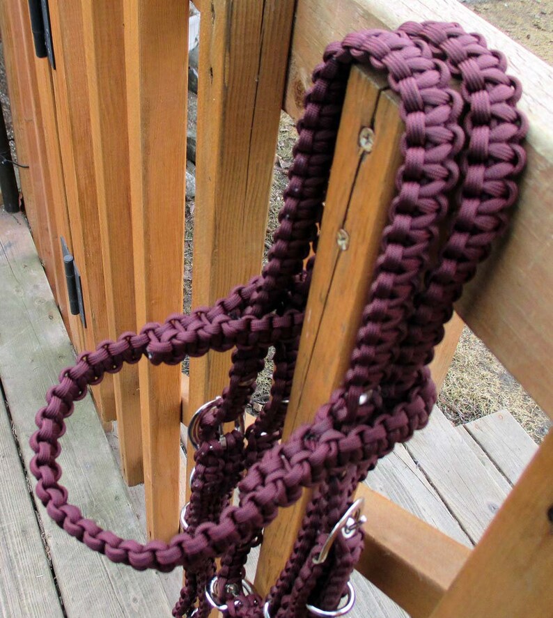 Maroon Paracord Horse Tack Set Head Stall Breast Collar and Wither