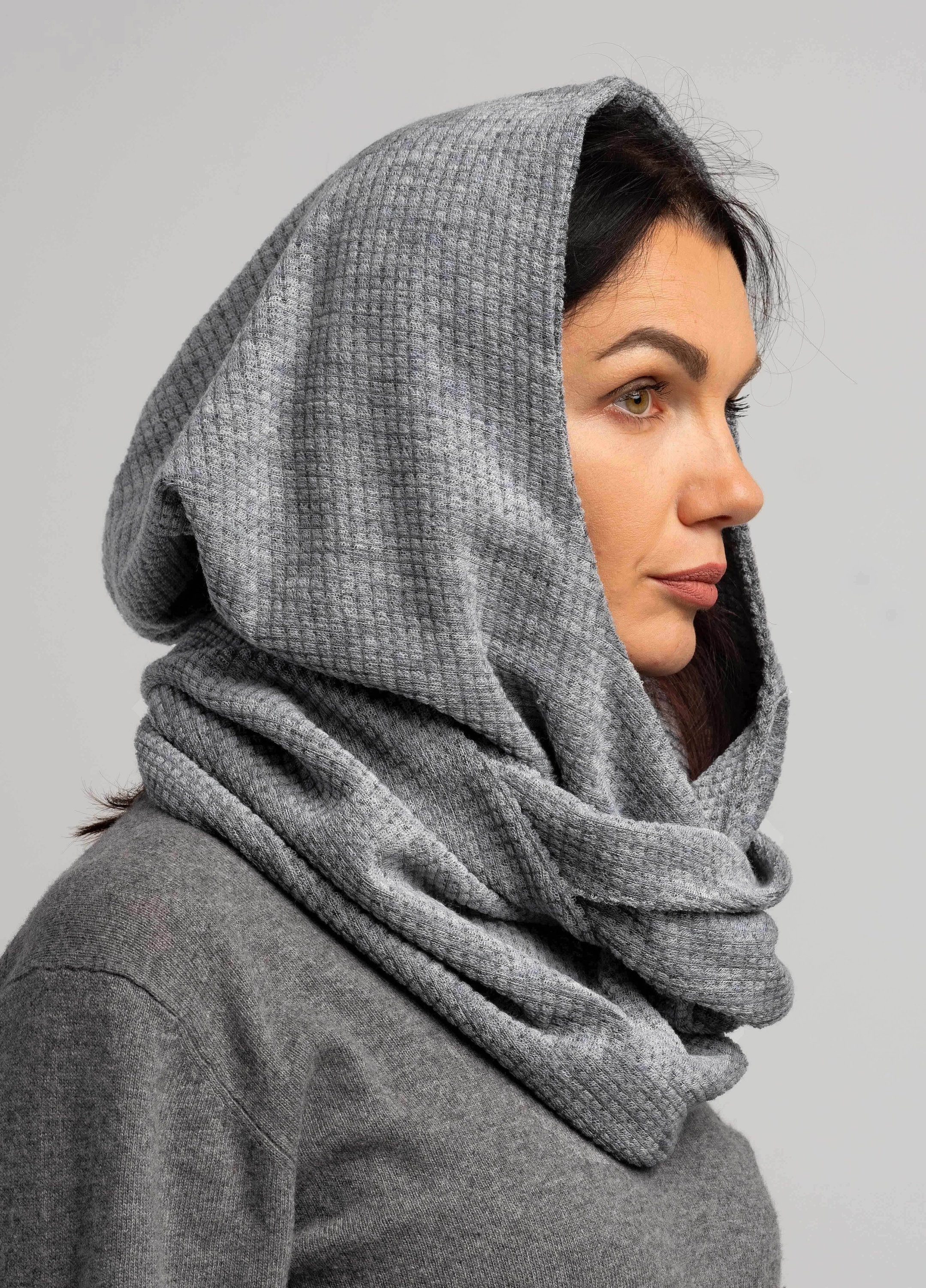 Soft Wool Gray Hood Unisex, Gray Cowl Scarf men, Cowl Shrug men, Cowl Hood, Festival Head Scarf, Convertible Scarf, Hooded Scarf,natura