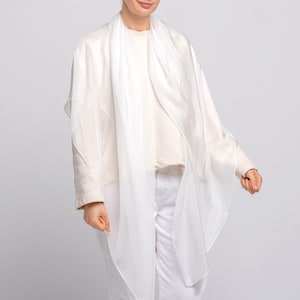 Oversized 100% Natural Pure Silk Scarf, Neck Silk Scarf, Silk Hair scarf, Luxurious Sheen White Scarf Stole Shawl, Big Silk Scarf Hijab image 6
