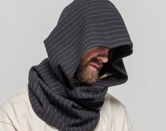 openyy HOODED SCARF マフラー OPEN YY Black Hooded Scarf OPEN YY