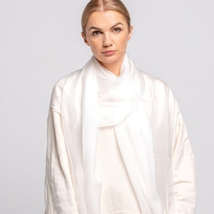 Oversized 100% Natural Pure Silk Scarf, Neck Silk Scarf, Silk Hair scarf, Luxurious Sheen White Scarf Stole Shawl, Big Silk Scarf Hijab image 4