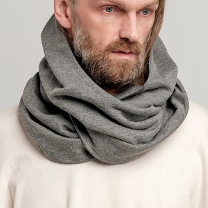 Soft cotton Gray Hood Unisex, Gray Cowl Scarf men, Cowl Shrug men, Cowl Hood, Festival Head Scarf, Convertible Scarf, Hooded Scarf,natura image 3