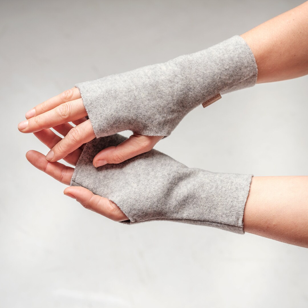 LIPODO Fingerless Guanti Donna/Uomo - Unisex - Guanti senza dita in maglia - Autunno/Inverno - Lavabile - Tinta unita nero 7 HS