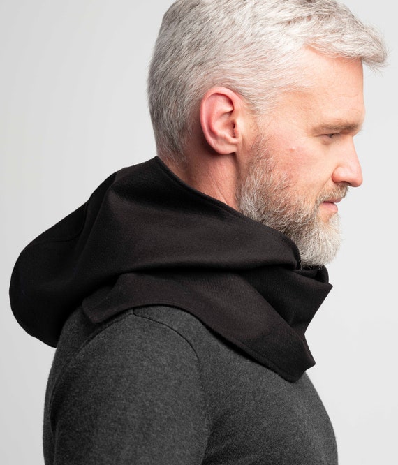 Soft Wool Black Hood Unisex, Black Cowl Scarf , Cowl Shrug