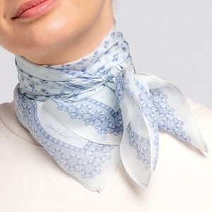 Bandana 100% Natural Pure Silk Scarf, Neck Silk Scarf, Silk Hair scarf, Luxurious Sheen Blue Scarf Stole Shawl, Big Silk Scarf Hijab