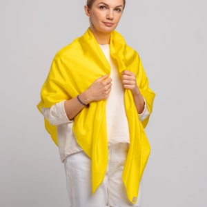 Large 100% Natural Pure Silk Scarf, Neck Silk Scarf, Silk Hair scarf, Luxurious Sheen Yellow Scarf Stole Shawl, Big Silk Scarf Hijab, Plain image 4