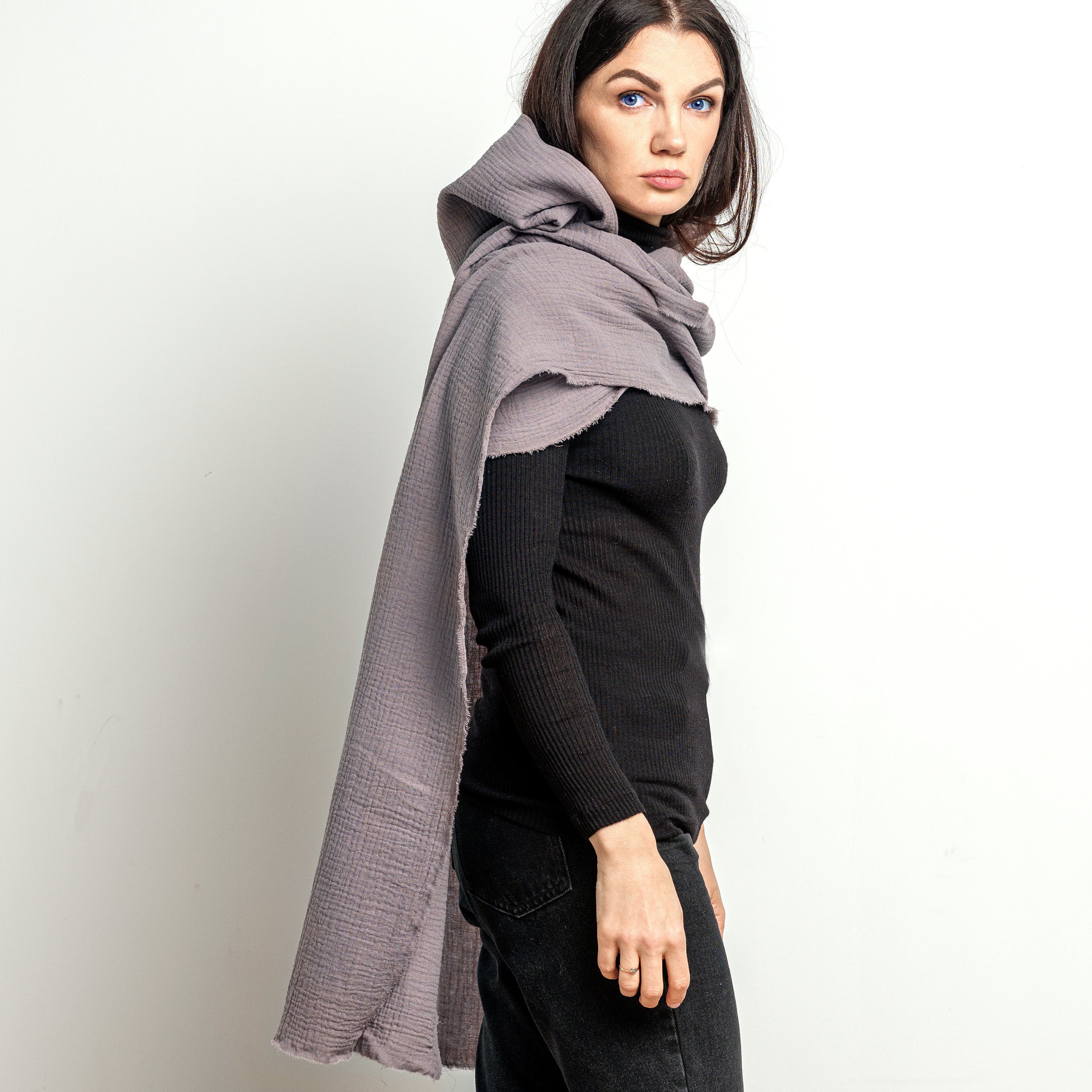 Grey Hood Unisex, Organic Cotton Cowl Scarf, Cowl Shrug Men