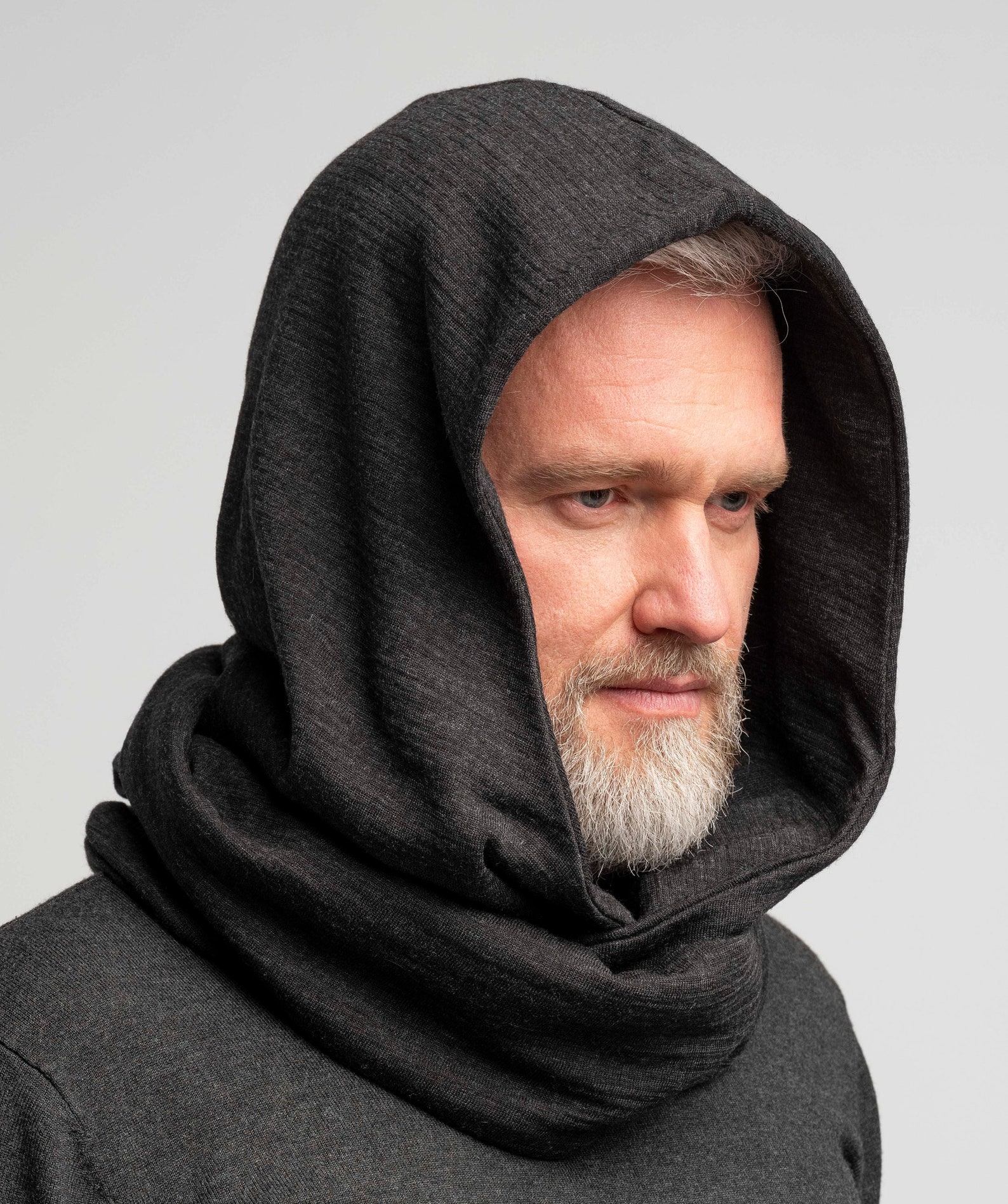 Soft Wool Dark Gray Hood Unisex Gray Cowl Scarf Men Cowl Etsy