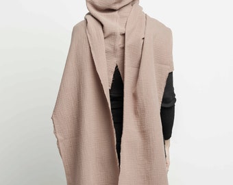 Beige Hood Unisex, Organic Cotton Cowl Scarf, Cowl Shrug Men Beige Hood Unisex, Organic Cotton Cowl Scarf, Cowl Shrug Men