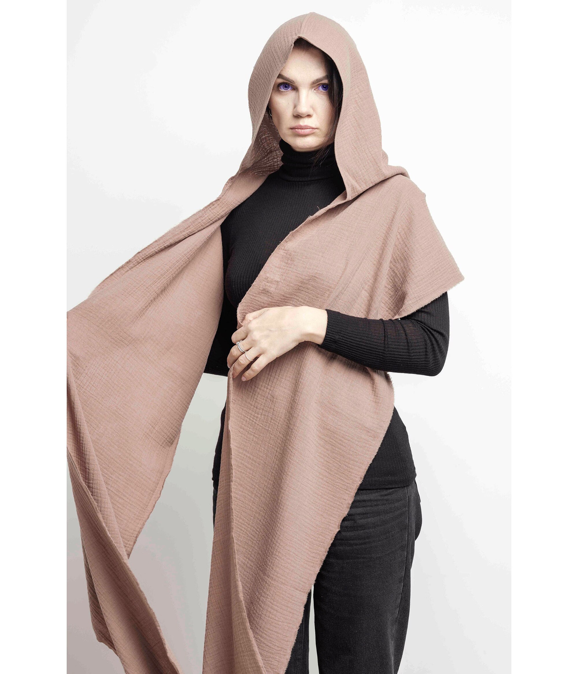 小物 [himagogo]DesertWashed Hood Scarf Organic Cotton Hood Unisex, Gray Cowl Scarf, Cowl Shrug Men