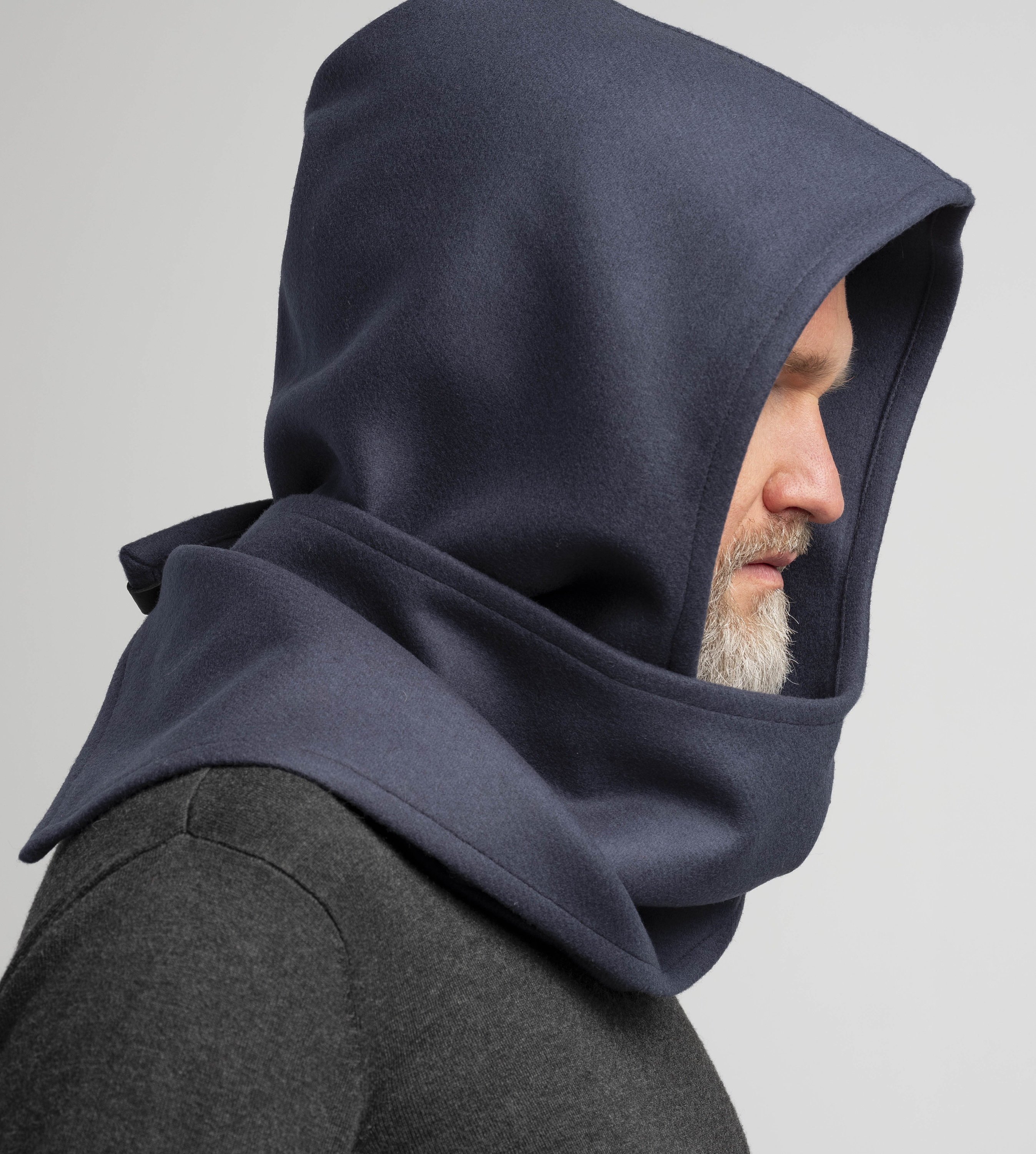 Wool Gray Blue Hood Unisex, Blue Gray Cowl Scarf , Cowl