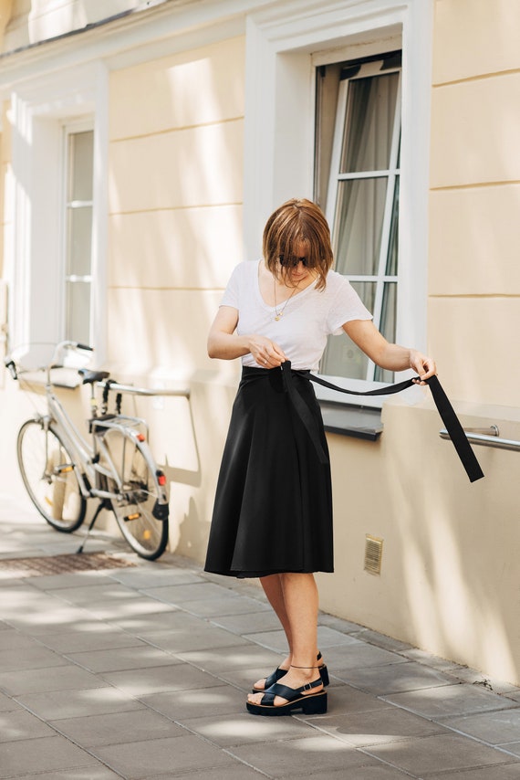 Mid calf 2025 length black skirts
