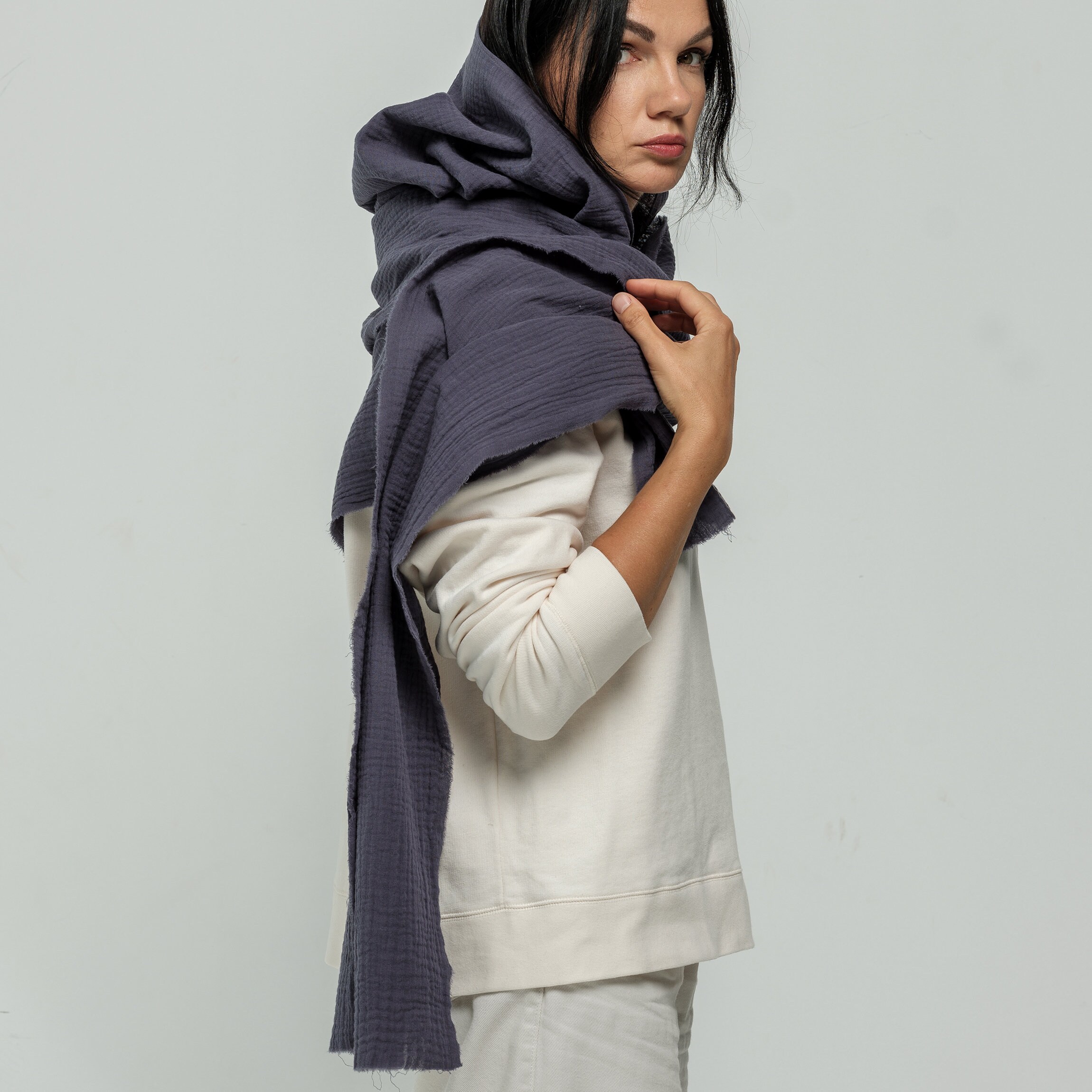 Blue Hood Unisex, Organic Cotton Cowl Scarf, Cowl Shrug