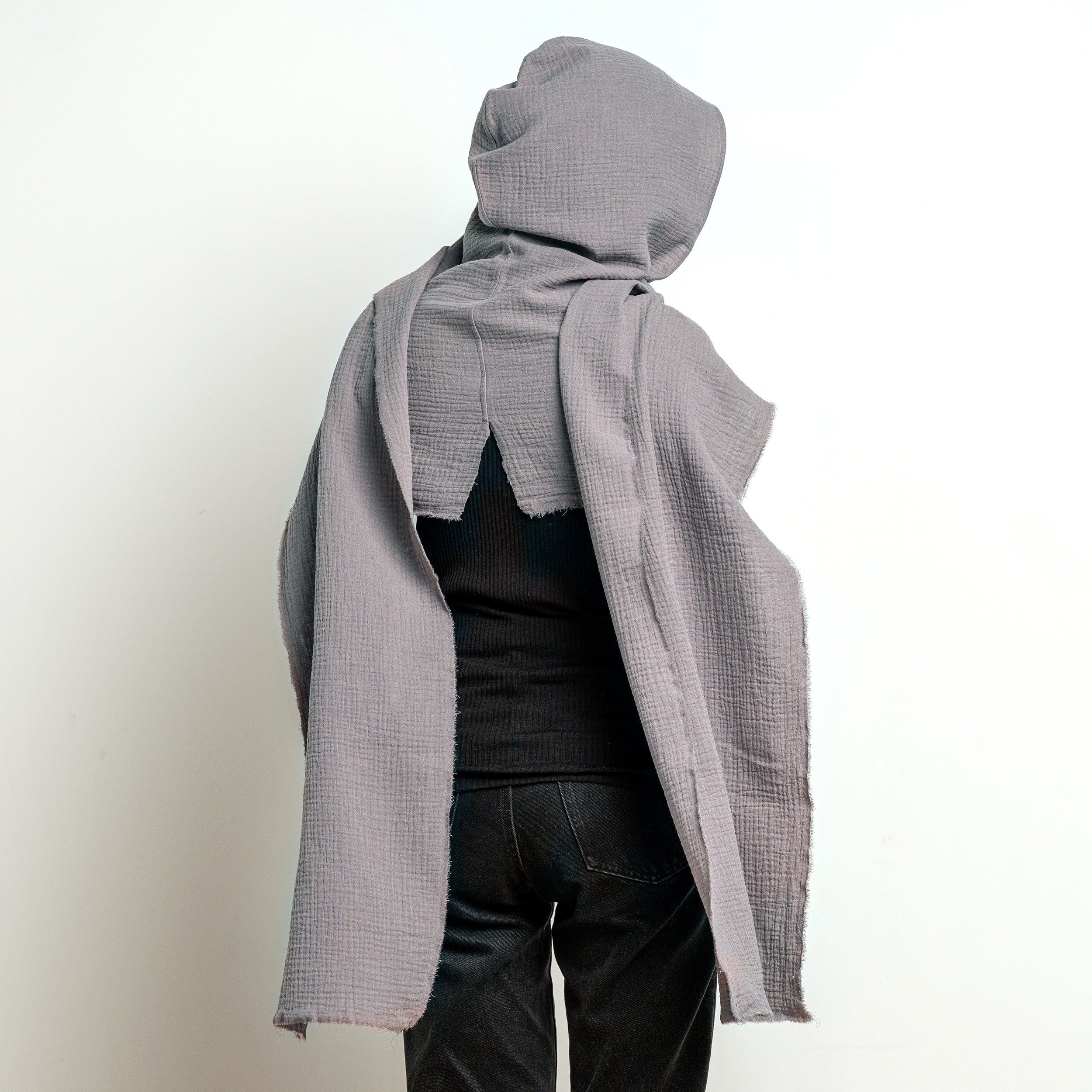 Grey Hood Unisex, Organic Cotton Cowl Scarf, Cowl Shrug Men