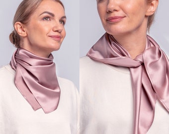 Bandana 100 % soie pure soie naturelle du mûrier, foulard en soie pour le cou, foulard pour cheveux en soie, foulard bleu brillant luxueux, étole châle, foulard en soie hijab