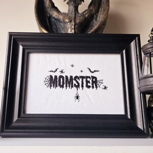 Machine Embroidered Gothic Momster Box Frame 4x6&quot;
