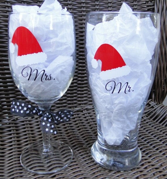 mr and mrs santa wine glasses