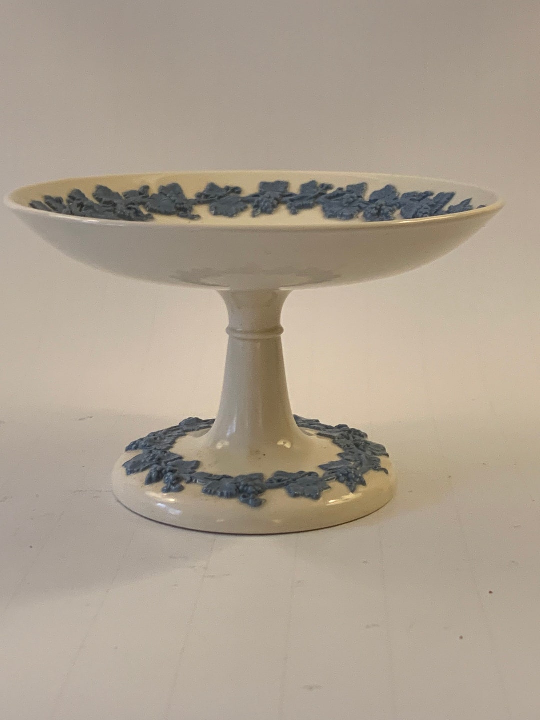 Wedgwood China Blue and White Pedestal Candy Dish, Wedgwood Candy Dish