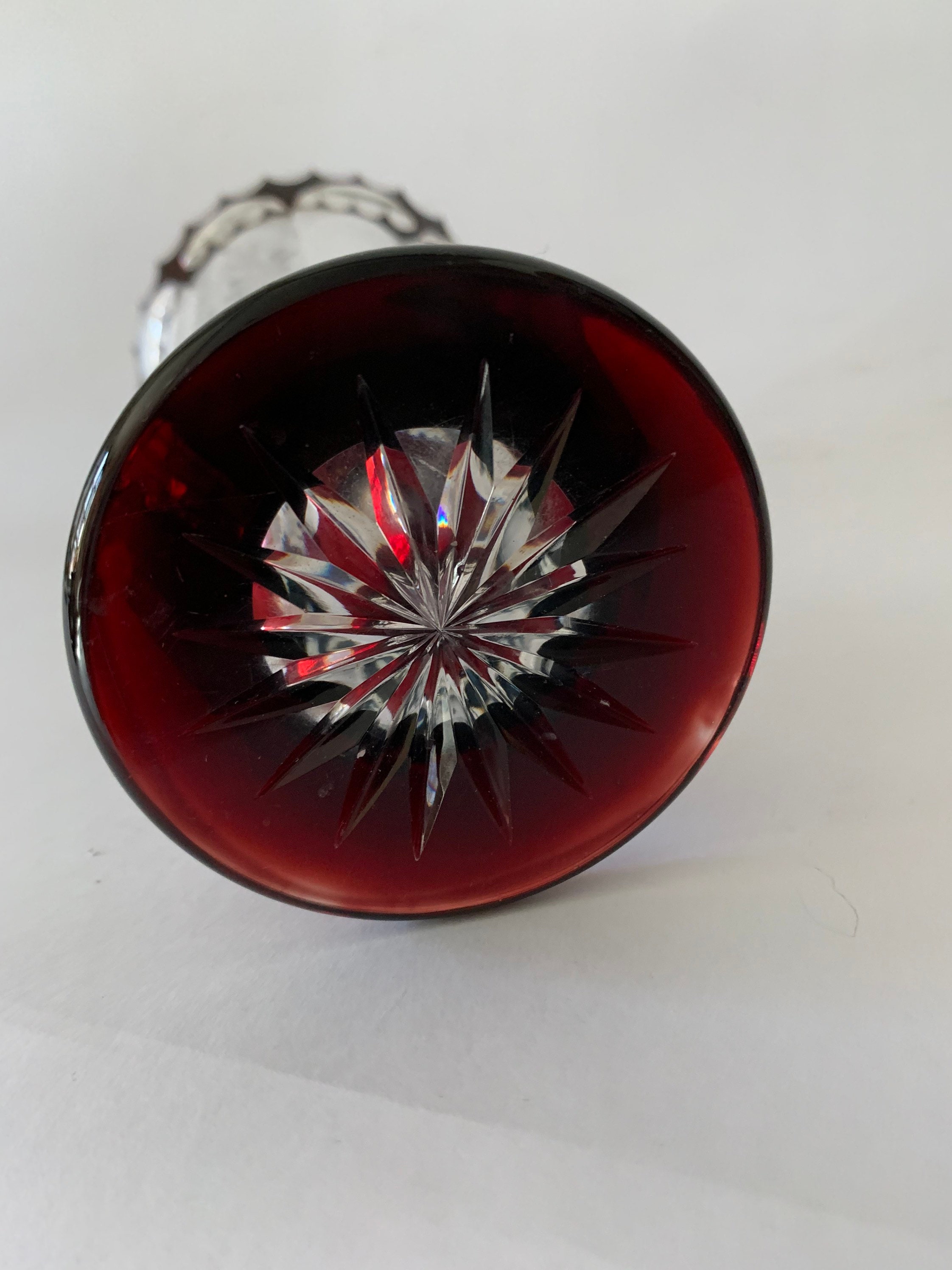 Ruby Red Cut Crystal/etched Vase Crystal Vase Ruby Glass Etsy