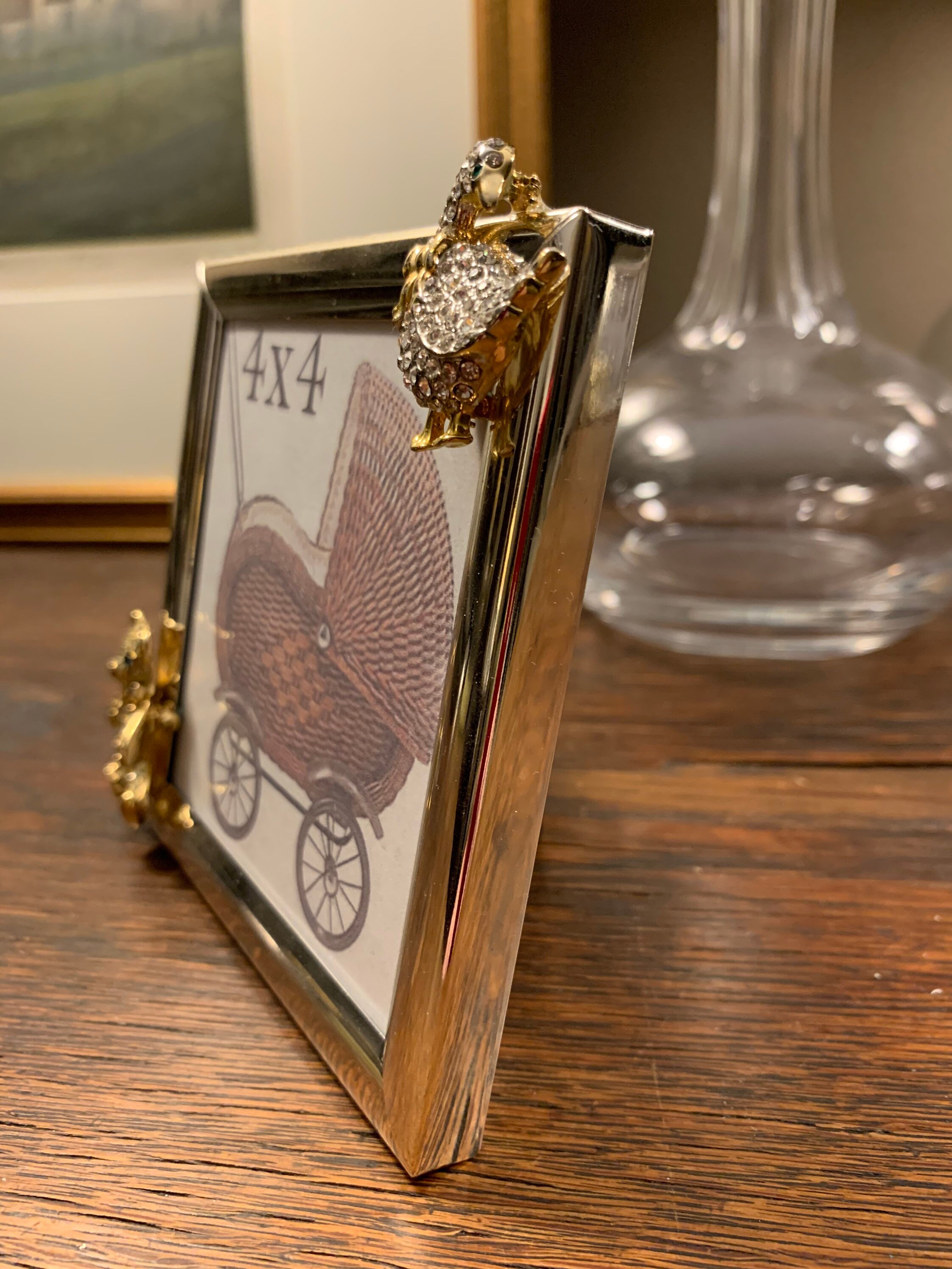 4x4 Silver Baby Theme Picture Frame with Gold and Rhinestone Etsy