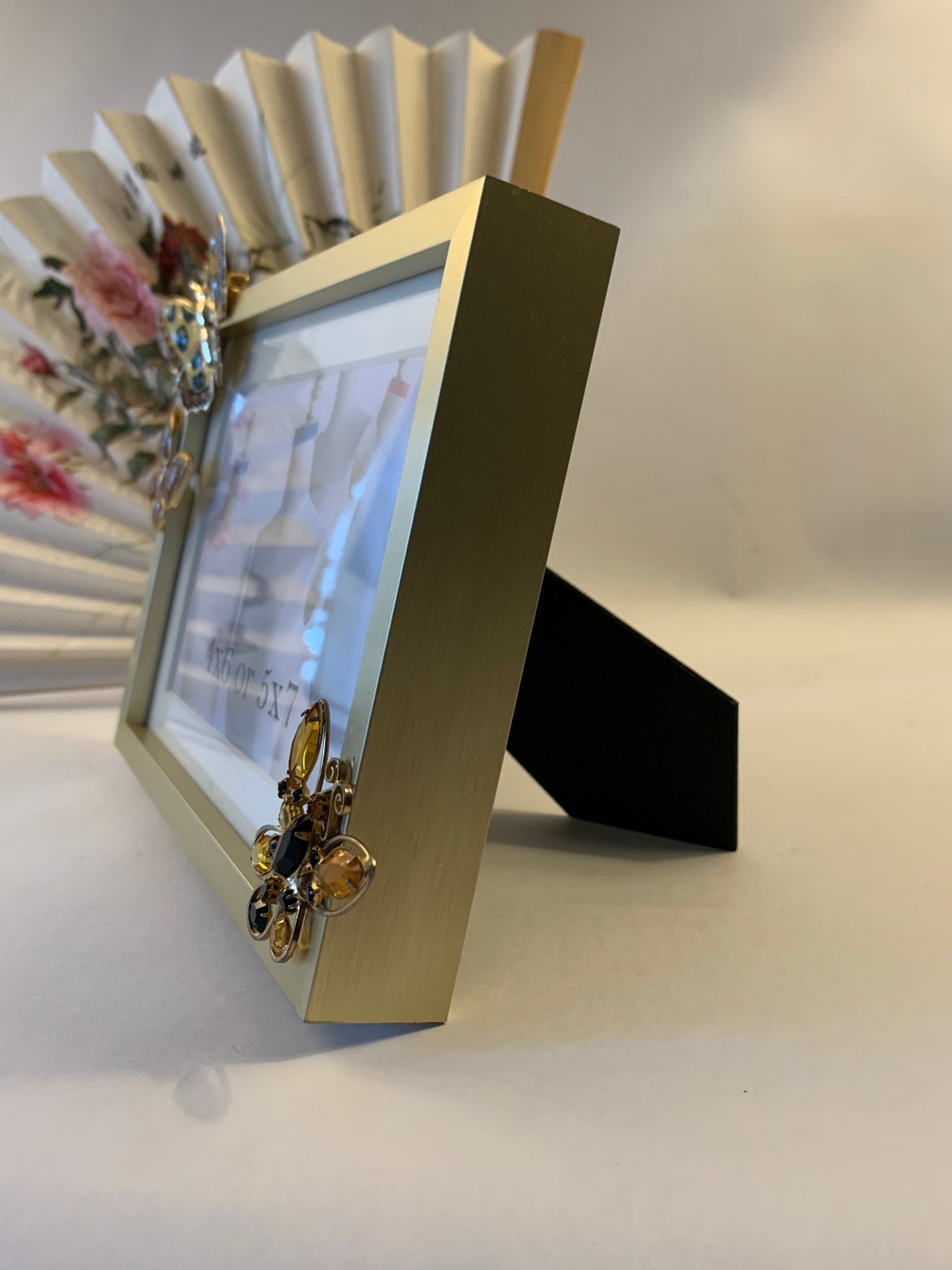 Brushed Gold Novelty Picture Frame With With Vintage Enamel Etsy