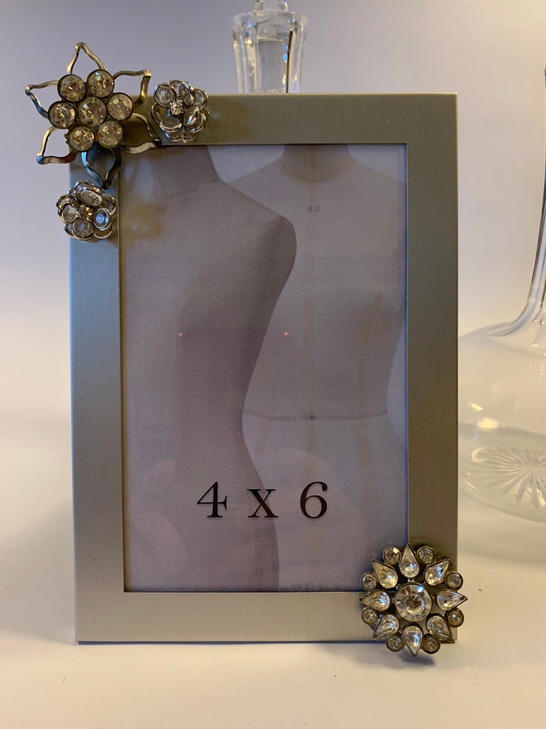 Silver Tone Picture Frame With Vintage Silver Tone Flower and Star ...