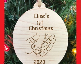 Baby's First Christmas Ornament wood ornament, personalized ornament