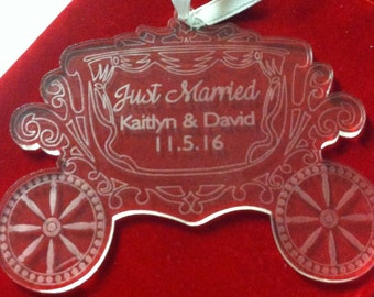 Princess Carriage Personalized Wedding Ornament or Christmas Ornament Made In USA