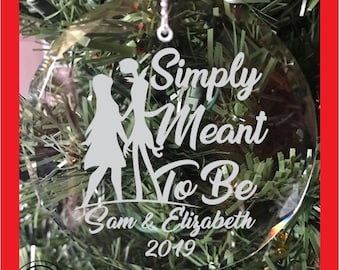 Personalized Simply Meant To Be Wedding Christmas Crystal Ornament . Made In The USA