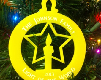 Personalized Custom Acrylic Our Family Christmas Ornament Star and Candle Christmas Ornament