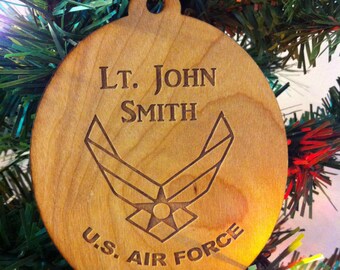 Custom Personalized Wood Air Force Christmas Ornament-Service Christmas Ornament