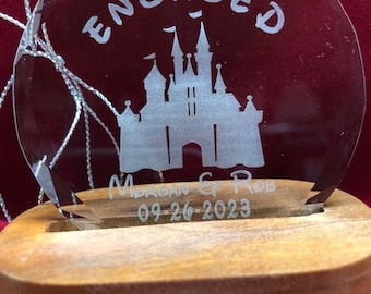 Engaged Personalized Crystal Ornament . Made In The USA