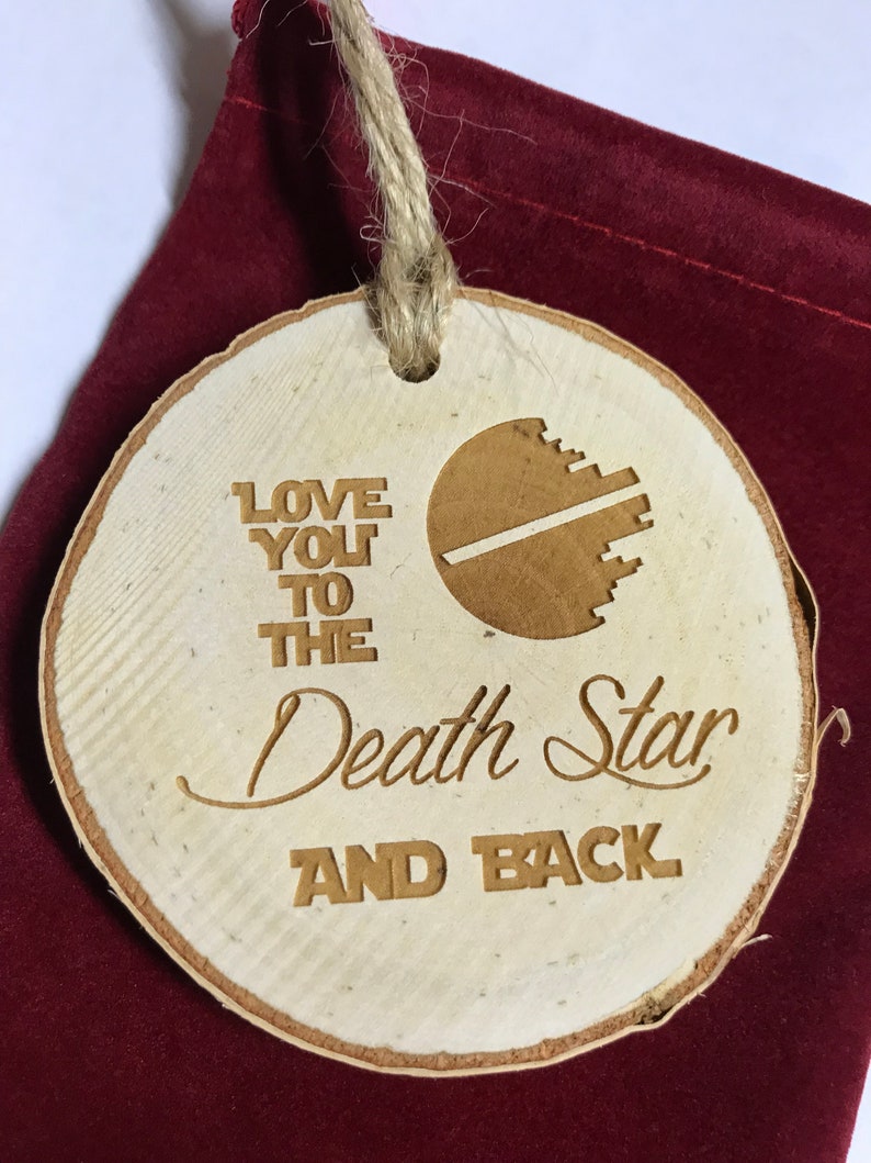 Personalized Love You To The Death Star and Back First Names Rustic Wood Slice Christmas Ornament Wedding Ornament Christmas image 3
