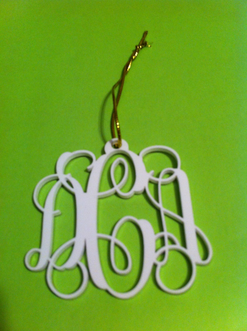 Personalized Custom Acrylic 3 Letter Monogram Christmas Ornament Wedding Christmas Ornament image 2