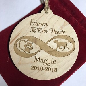Pet Memorial Forever in Our Hearts Personalized Wood Ornament in Memory ...