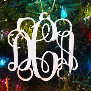 Personalized Custom Acrylic 3 Letter Monogram Christmas Ornament Wedding Christmas Ornament image 1