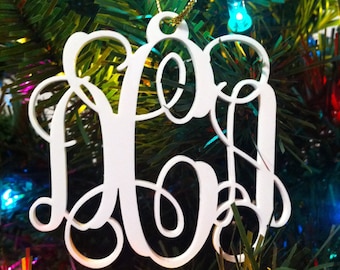 Personalized Custom Acrylic 3 Letter Monogram Christmas Ornament Wedding Christmas Ornament