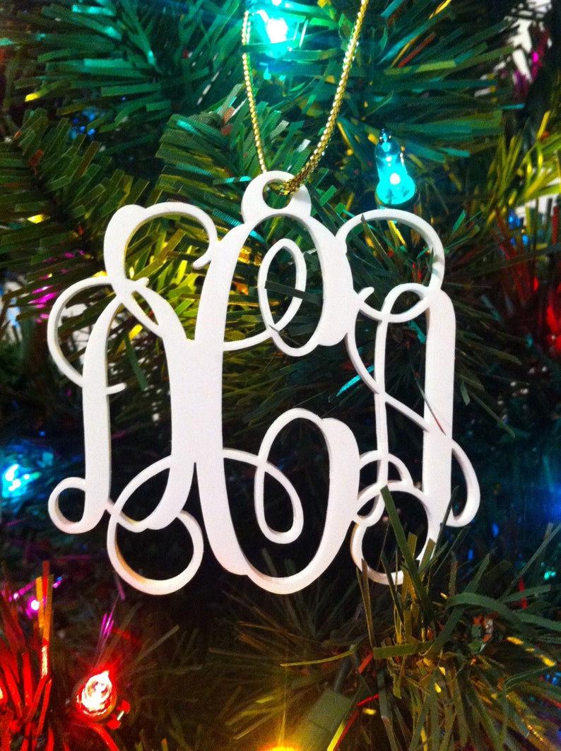 Personalized Custom Acrylic 3 Letter Monogram Christmas Ornament Wedding Christmas Ornament image 1