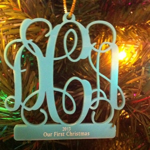 Personalized Custom Acrylic 3 Letter Monogram Our First Christmas Ornament Wedding Christmas Ornament