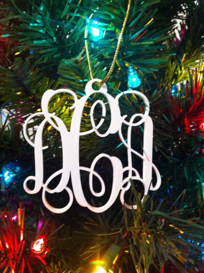 Personalized Custom Acrylic 3 Letter Monogram Christmas Ornament Wedding Christmas Ornament image 3