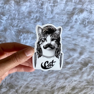 Adesivo de gato hipster com bigode irônico