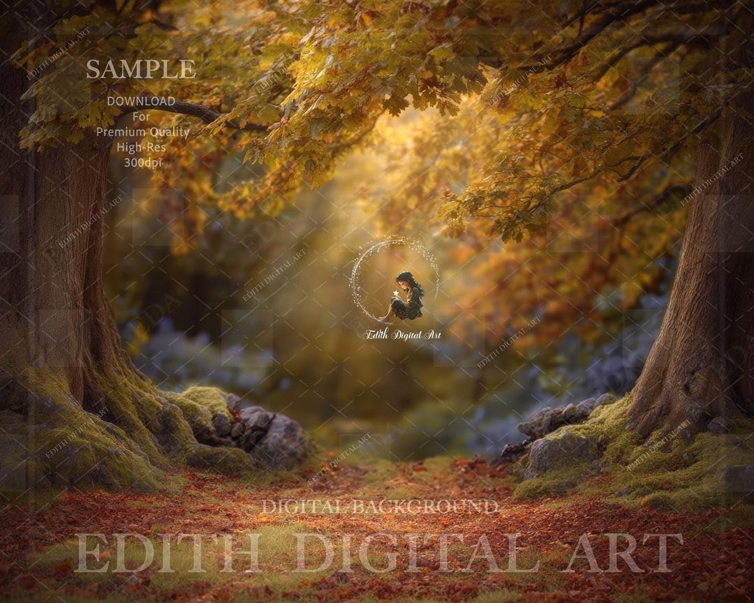 Autumn Forest Digital Background Photography, Fall Woodland Backdrop ...