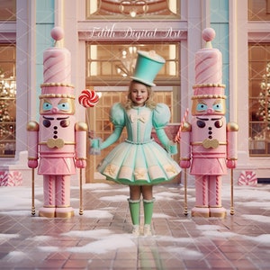Christmas Digital Backdrop Photography, Pink Nutcracker Digital Background, Christmas Nutcracker Shop Overlay Composite, For Kids and Pets