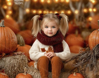 Fall Pumpkin Patch Digital Background, Rustic Pumpking Photography Backdrop,  Autumn Outdoor Composite. Digital Download