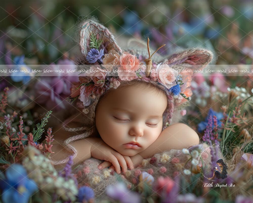 Newborn Digital Backdrop Photography, Face Insert Baby Digital Background Girl, Add face Digital Photo Prop Composite, Buttlerfly Backdrop