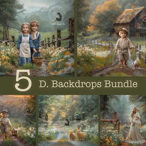 Spring Digital Background, Easter Digital Background, Bundle of 5 Creative Composite Photography, Floral Blossom Field, Instant Download,