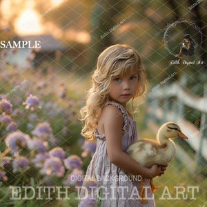 Spring Digital Backdrop Composite, Easter Digital Background Photography, Farm Blossom Field, Nature Outdoors Photoshoot. Instant Download