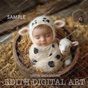 Baby Cow Newborn Digital Backdrop, Newborn Face Insert Photography Prop, Baby Photo Composite, Country Digital Background For Girl or Boy