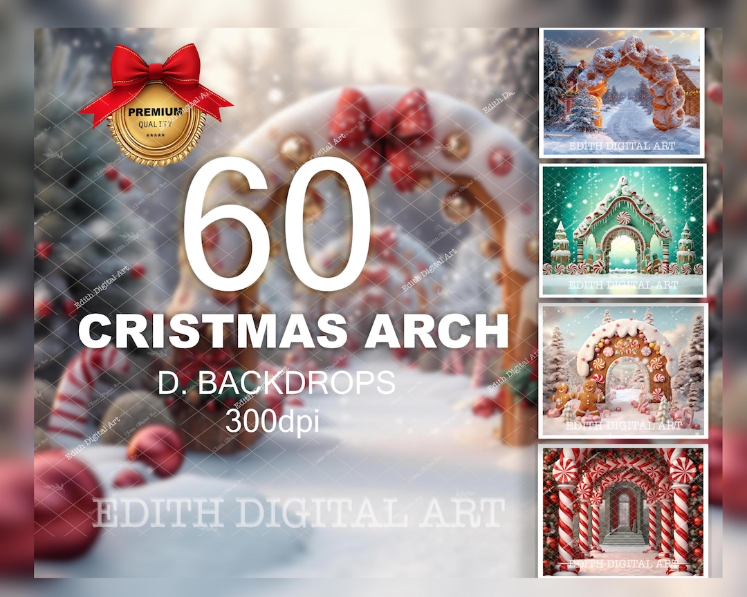 Christmas Arch Digital Backdrop Photography, Christmas Bundle of 60 ...